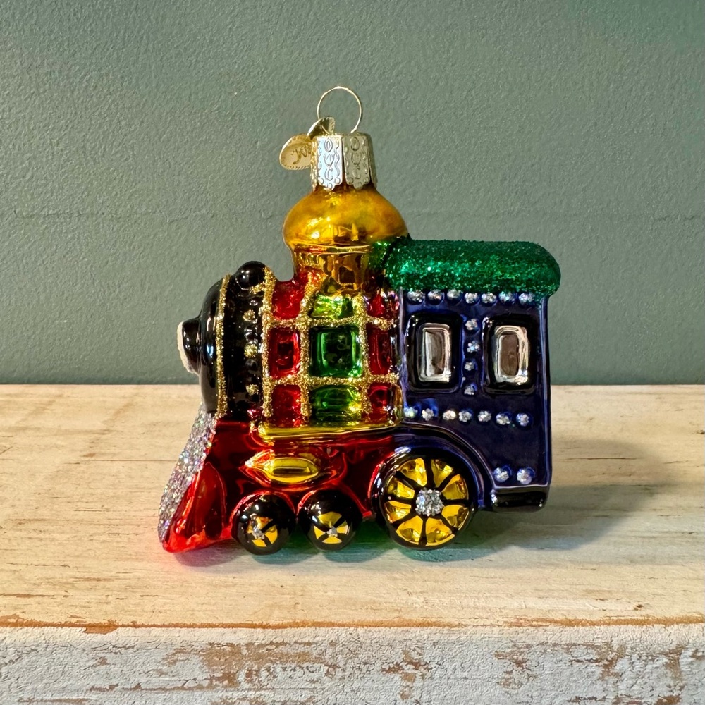 Old World Christmas Rainbow Glass Locomotive Train Christmas Tree Ornament | OWC